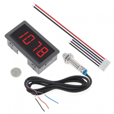 RPM Speed Meter Tachometer 4 Digital LED for Motorcycle with Hall Sensor