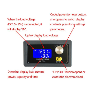 XY-FZ35 Adjust Constant Current 1.5~25V 5A 35W Battery Tester Discharge Capacity Meter with TTL Communication XY-FZ35 Adjust Constant Current 1.5~25V 5A 35W Battery Tester Discharge Capacity Meter with TTL Communication
