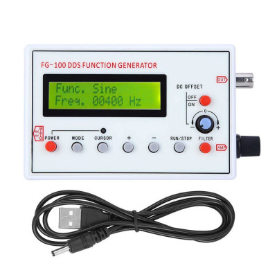 DDS Signal Generator FG-100 LCD Display Sine Frequency 1HZ-500KHz Counter Function Signal Source Generator Meter