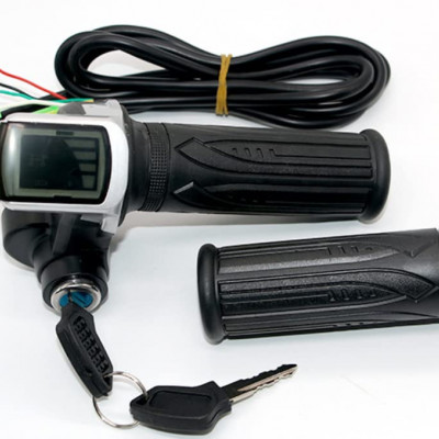 24V ebike Throttle with LCD Display ON-OFF Key Lock for electric Bike Bicycle Scooter erickshaw