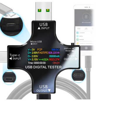 Type C PD Digital Voltage Current Ammeter detector Power Bank Charger Indicator Color 3.6V ~ 32.0V