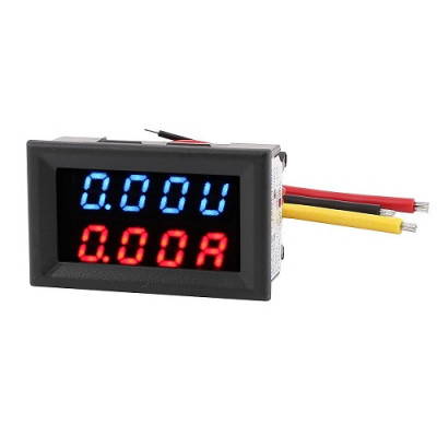 Digital 4 Bit DC 200V 0-10A Voltmeter Ammeter Panel Red Blue LED Dual Display 