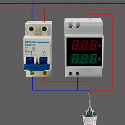AC 80V to 300V AC 100Amp Digital AC Voltmeter Alternationg Voltage Current Meter DIN Rail Single Phase