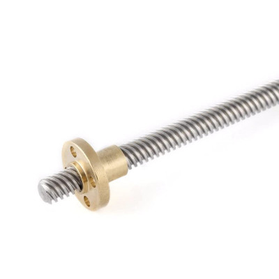 T8 Lead Screw OD 8mm Pitch 2mm Lead 2mm/8mm 500mm With Brass Nut For Reprap 3D Printer