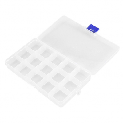 15 Grids Transparent Plastic Storage Box for Small Component Jewelry Pills Organizer