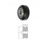 POM Flat passive model round pulley Outer Dia: 23.89mm Thickness:11mm Inside Dia: 5mm Bearing type: 625zz