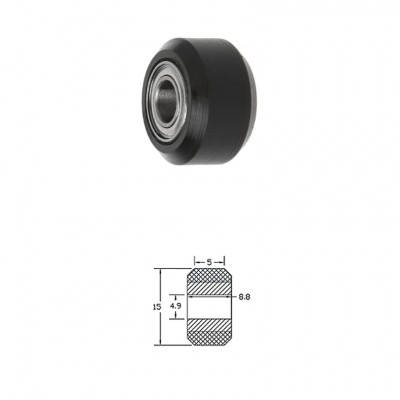 POM passive model round pulley Outer Diameter: 15.23mm Inside Diameter: 5mm Bearing type: MR105zz bearing