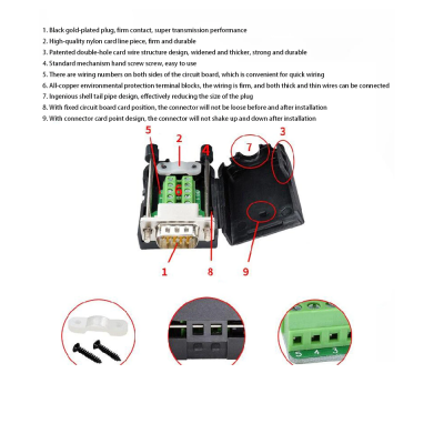 DB9 Male Soldering Serial Port Adapter with case RS232 COM Transfer Terminal