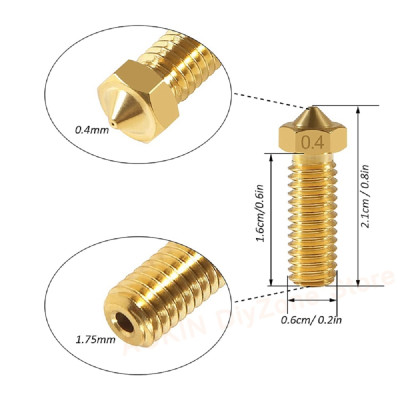 3D Printer Extruder Nozzels ,E3D-V6 crater 0.4 nozzle For 1.75mm