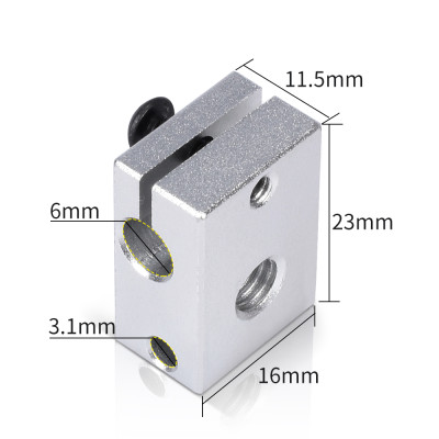 3D Printer V6 Aluminium Heater Block Hot End Heating Block 3D Printer V6 Aluminium Heater Block Hot End Heating Block