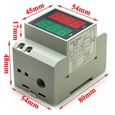 AC 80V to 300V AC 100Amp Digital AC Voltmeter Alternationg Voltage Current Meter DIN Rail Single Phase