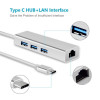 Type C RJ45, USB 3.0 HUB Type C to RJ45 Ethernet Gigabit LAN with 3 Ports USB Adapter for Mac MacBook and Other(Metal Silver)