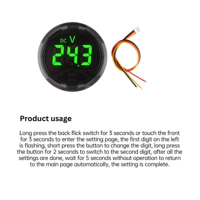 DC 0-120V LED Digital Display Round Three Wire Panel Voltage Meter DC 0-120V LED Digital Display Round Three Wire Panel Voltage Meter