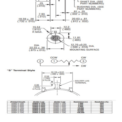 3490S 1K precision multi- turn potentiometer quality adjustable resistor 3490S 1K precision multi- turn potentiometer quality adjustable resistor