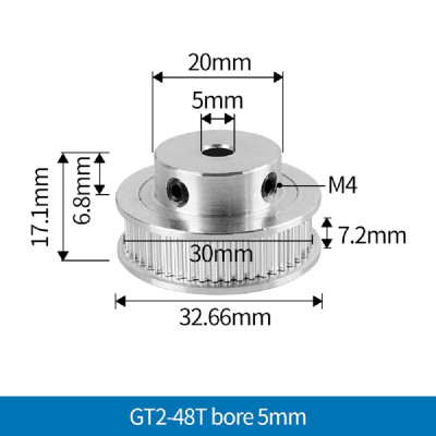 3D Printer 48 teeth synchronous pulley Timming Belt synchronous wheel belt inner hole 5mm 3D Printer 48 teeth synchronous pulley Timming Belt synchronous wheel belt inner hole 5mm