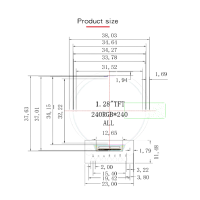 1.28 inch round screen TFT module 240x240 HD IPS full
