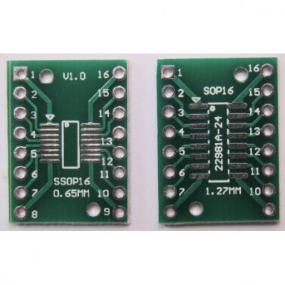 Dual-Side SOP16 / SSOP16 / TSSOP16 SMD to DIP Adapter Board with Header